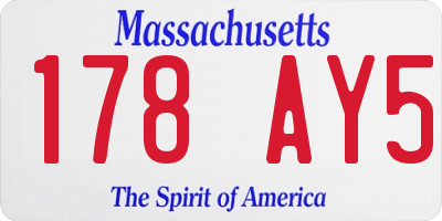 MA license plate 178AY5