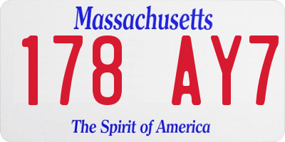 MA license plate 178AY7