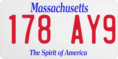 MA license plate 178AY9