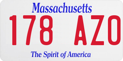 MA license plate 178AZ0