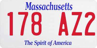 MA license plate 178AZ2