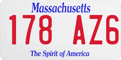 MA license plate 178AZ6