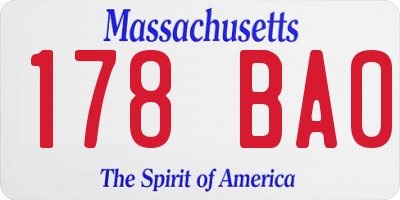 MA license plate 178BA0