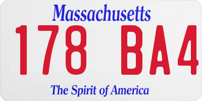 MA license plate 178BA4