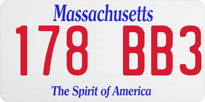 MA license plate 178BB3