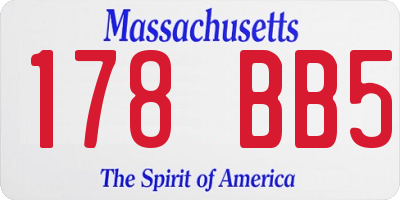 MA license plate 178BB5