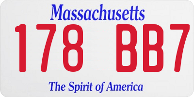 MA license plate 178BB7