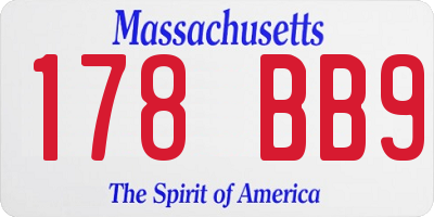 MA license plate 178BB9