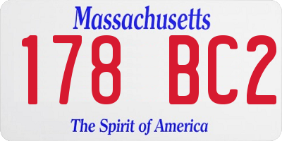 MA license plate 178BC2