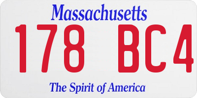 MA license plate 178BC4