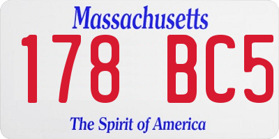 MA license plate 178BC5
