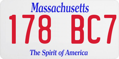 MA license plate 178BC7