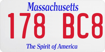 MA license plate 178BC8