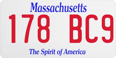 MA license plate 178BC9