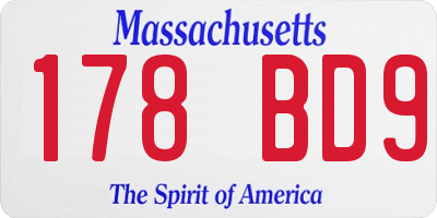 MA license plate 178BD9