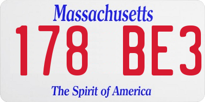 MA license plate 178BE3