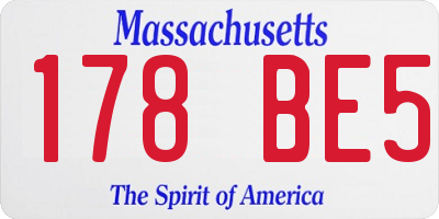 MA license plate 178BE5
