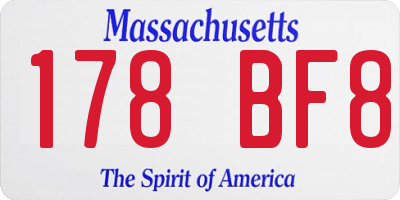 MA license plate 178BF8