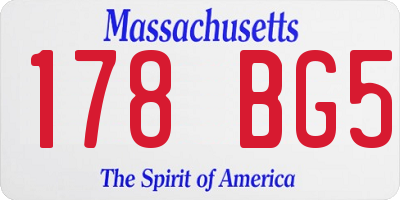 MA license plate 178BG5