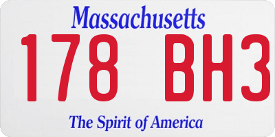 MA license plate 178BH3