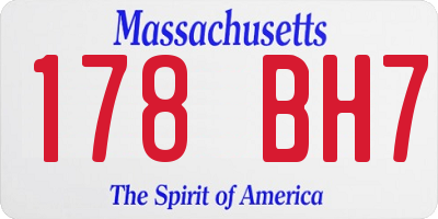 MA license plate 178BH7