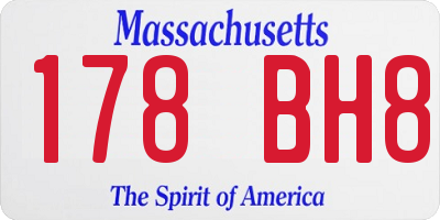 MA license plate 178BH8