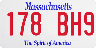 MA license plate 178BH9