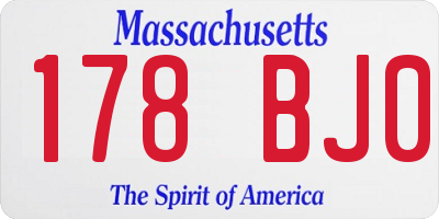 MA license plate 178BJ0