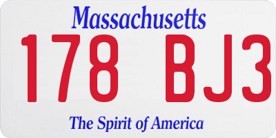 MA license plate 178BJ3