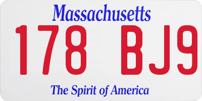 MA license plate 178BJ9