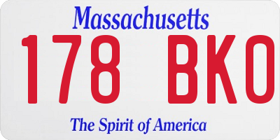 MA license plate 178BK0