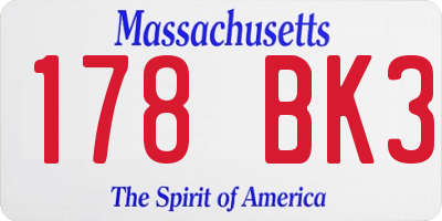 MA license plate 178BK3
