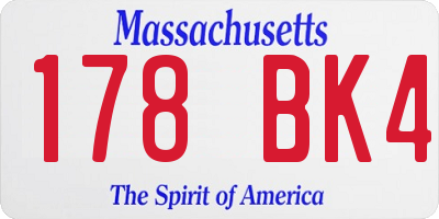 MA license plate 178BK4
