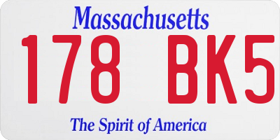 MA license plate 178BK5