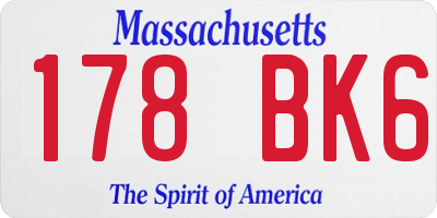 MA license plate 178BK6