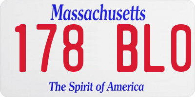 MA license plate 178BL0