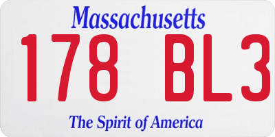 MA license plate 178BL3