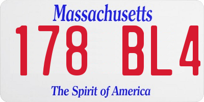 MA license plate 178BL4