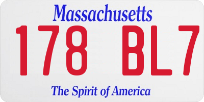 MA license plate 178BL7