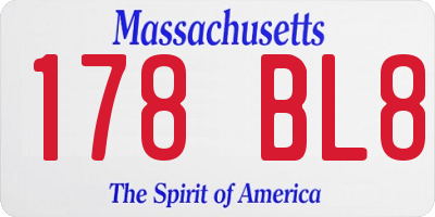 MA license plate 178BL8