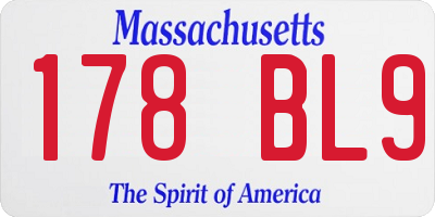 MA license plate 178BL9