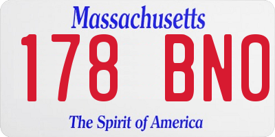 MA license plate 178BN0