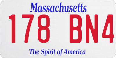 MA license plate 178BN4