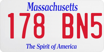 MA license plate 178BN5