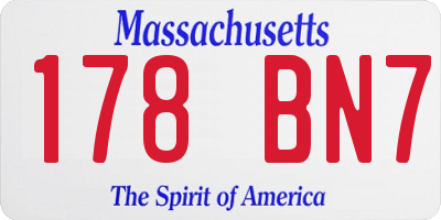 MA license plate 178BN7