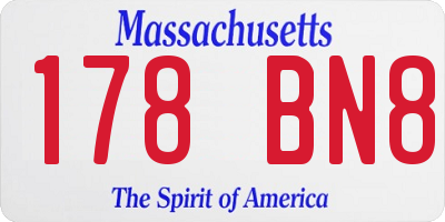 MA license plate 178BN8