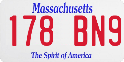 MA license plate 178BN9
