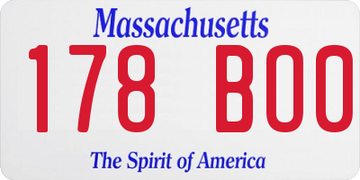 MA license plate 178BO0