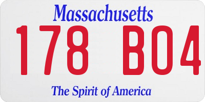 MA license plate 178BO4
