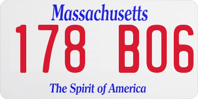 MA license plate 178BO6